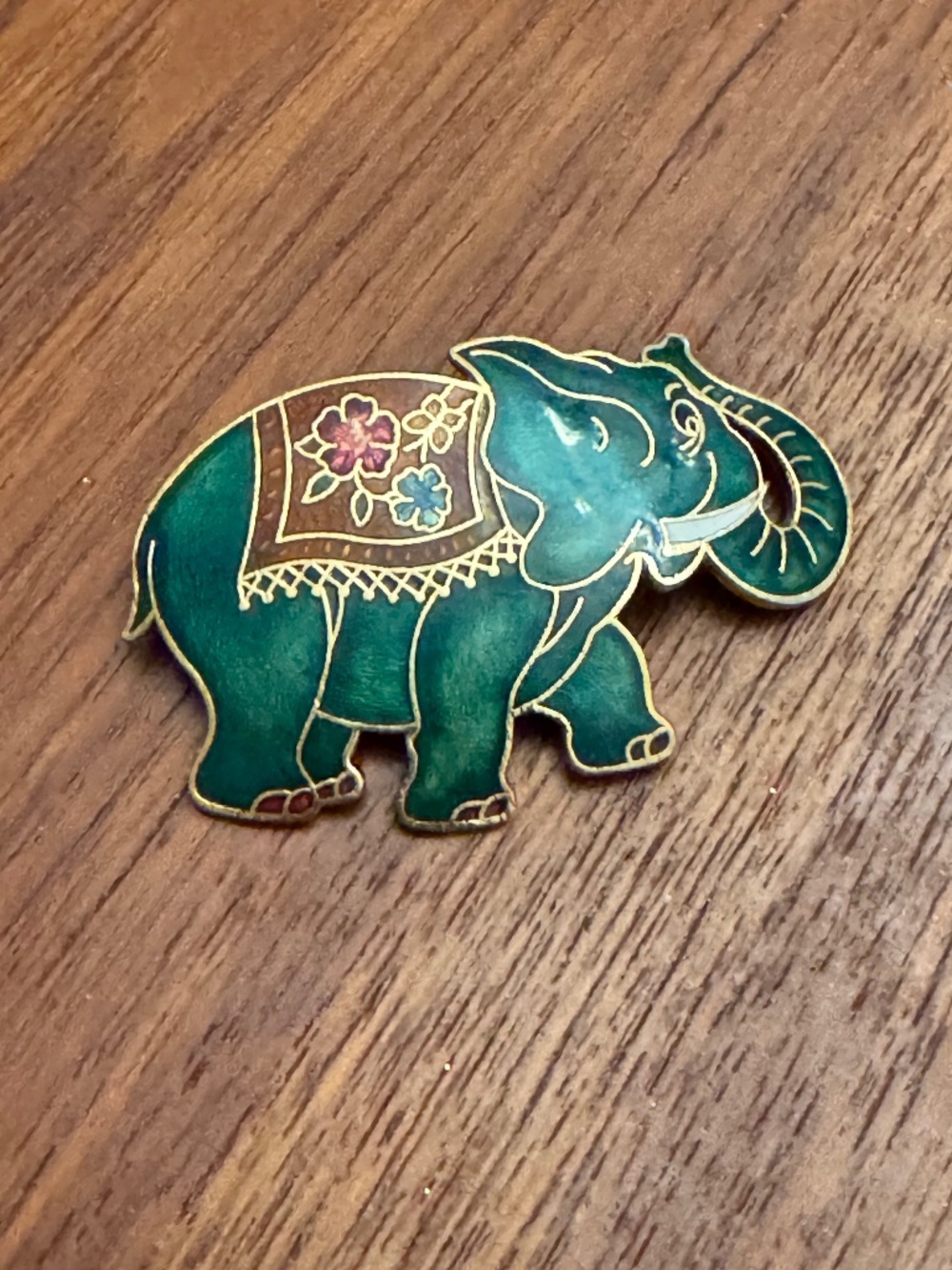 Enamel elephant brooch pin